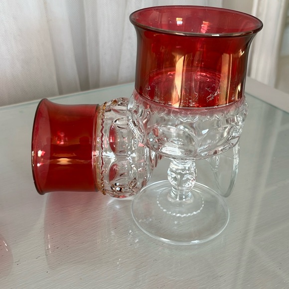 Vintage Ruby Red Kings Crown Juice Glasses - Picture 6 of 8